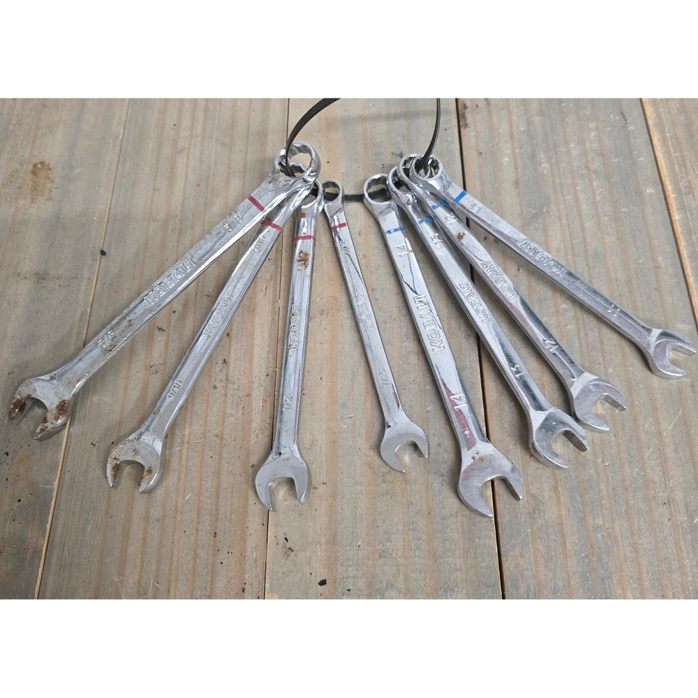 Kobalt Combination Wrench Set Mixed SAE Metric Silver 8 Piece‎ Tools